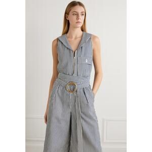 Open-back Striped Cotton Jumpsuit